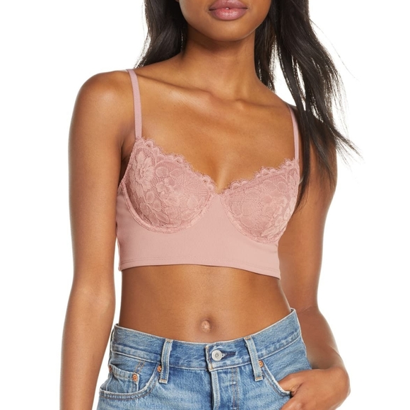 NWT Free People Vintage Rose Bianca Longline Bra - Picture 1 of 5